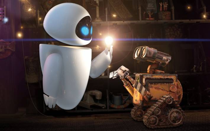 wall-e, eve, lightbulb