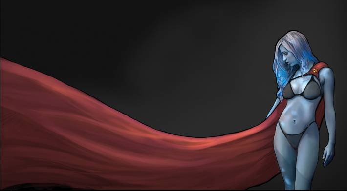 девушка, supergirl, костюм, плащ, рисунок