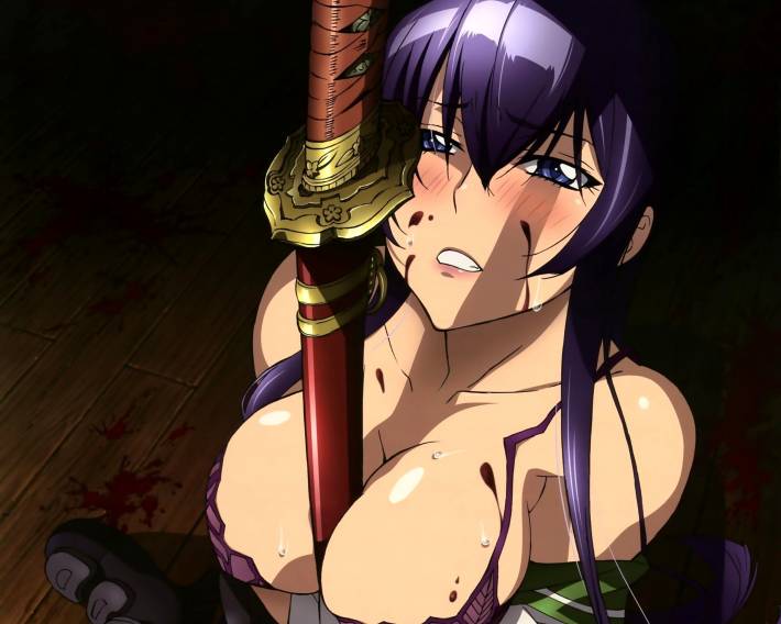 high school of the dead, saeko, катана, грудь, взгляд
