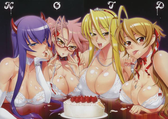девушки, highschool of the dead, крем, сиськи