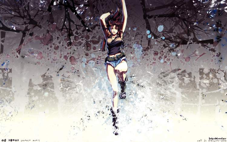 Обои Black lagoon, revy, пираты чёрной лагуны, прыгающая девушка на рабочий стол