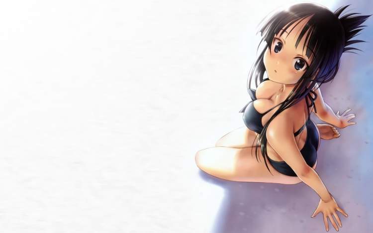 Обои Большие глаза, Akiyama mio, бикини, k-on, купальник, взгляд, свет на рабочий стол