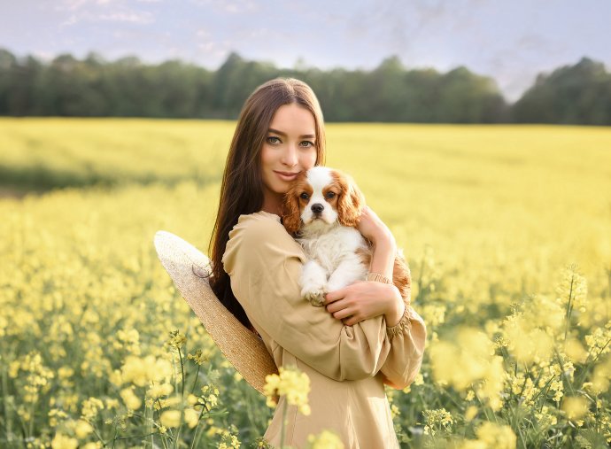 Лето, поле и собачка