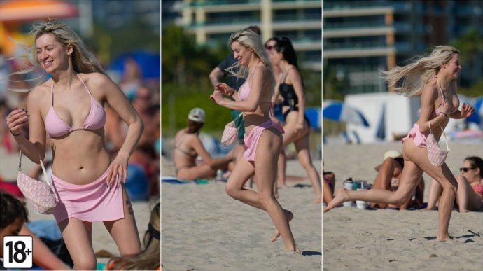 Модель Эшли Шван на пляже в Майами